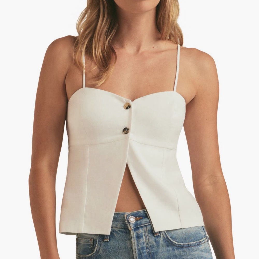 NWT Favorite Daughter Bea Linen Blend Camisole Tank in white size medium